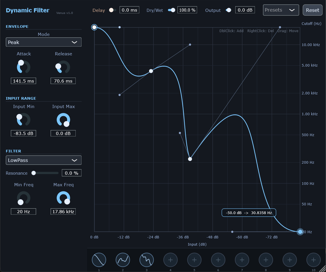 VenusDynamicFilter - 自定义曲线